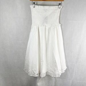 ATM Anthony Thomas Melillo Smocked White Strapless Mini Dress Size Small